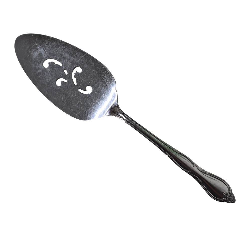 Oneida Wm A Rogers Pie Server Montclair Floral Stainless Steel‎ Pierced 8.5"